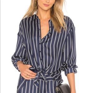 ⚡️SOLD⚡️Joie Silk Navy White Stripe Top Small NWT!